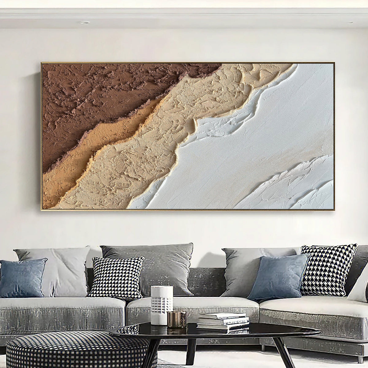 Oversize Earth Tones Beach Texture Abstract Painting on Canvas