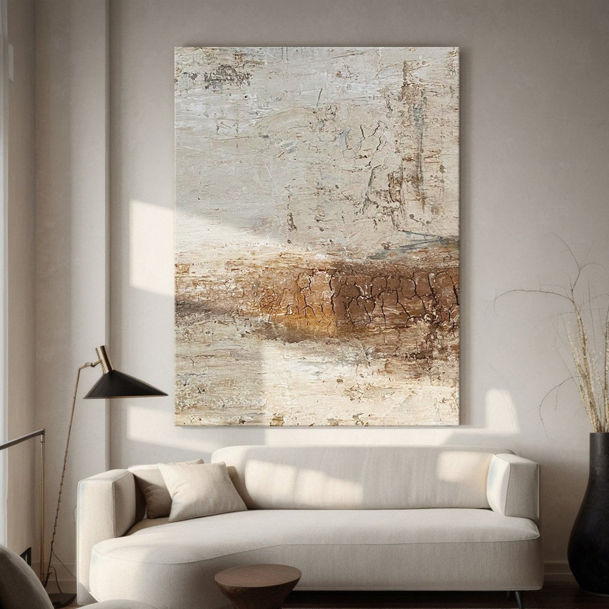 Large Beige and brown Wabi Sabi Abstract Textured Wall Art, Handcrafted ...