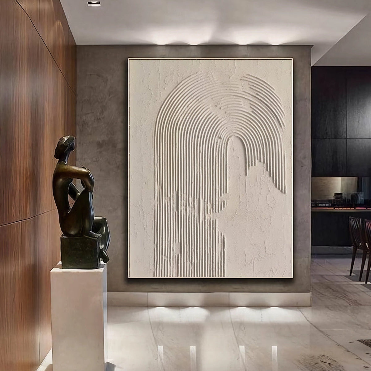 Oversize Wabi-Sabi Beige Abstract Textured Painting on Canvas Wall Art ...