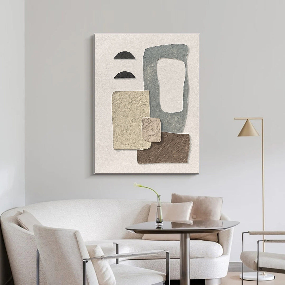 Large Wabi Sabi Morandi Color Abstract Texture Canvas Painting Framed ...