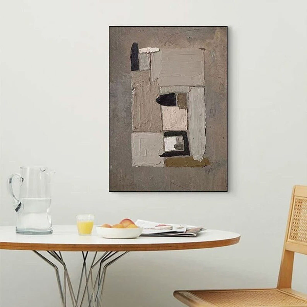 Large Wabi Sabi Morandi Color Abstract Texture Canvas Painting Framed ...